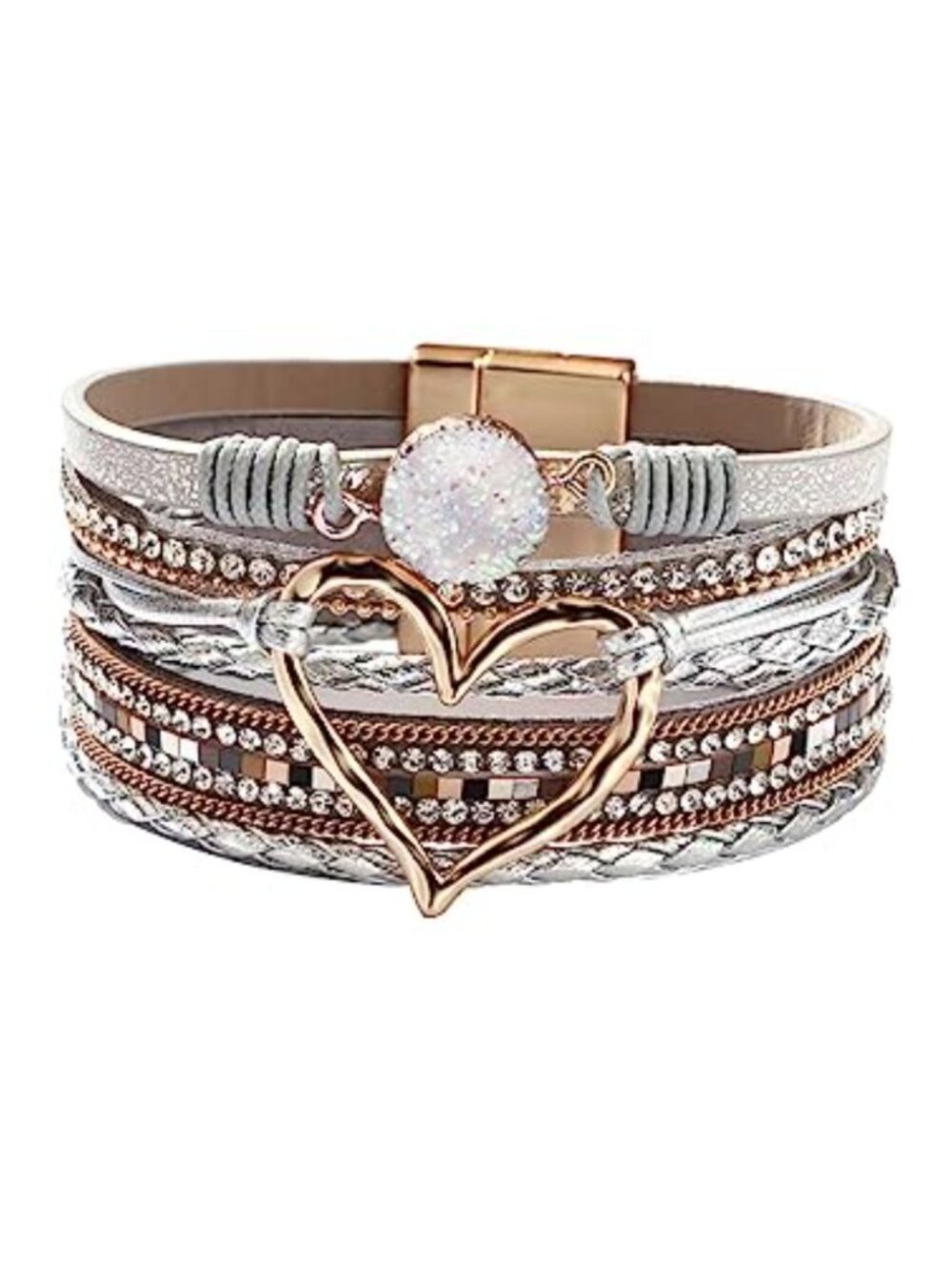 Multilayer Leather Wrap Bracelet Bohemian Braided Wristband Cuff Bangle
